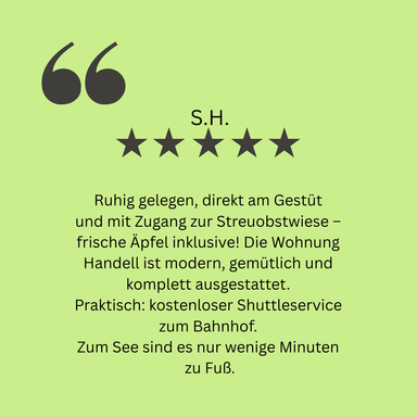 Gästebewertung der Fewo Schwarzhof Hanfdell, Bostalsee, ruhig,  komplett ausgestattet, kostenloser Shuttleservice, Nähe Gestüt Nahetal